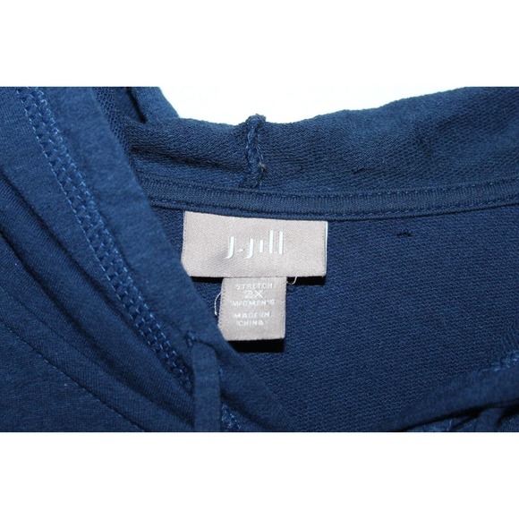 J. Jill Soft Full Zip Hooded Sweatshirt Navy Blue Women's Plus Size 2X H14386 - Picture 6 of 13